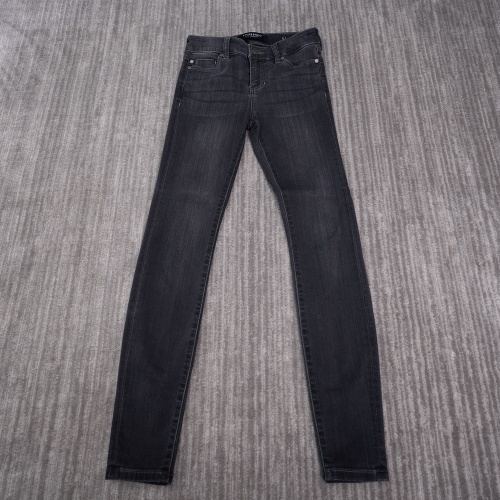 Liverpool The Skinny Jeans Women 0/25 Black Excellent Faded Stretch Denim